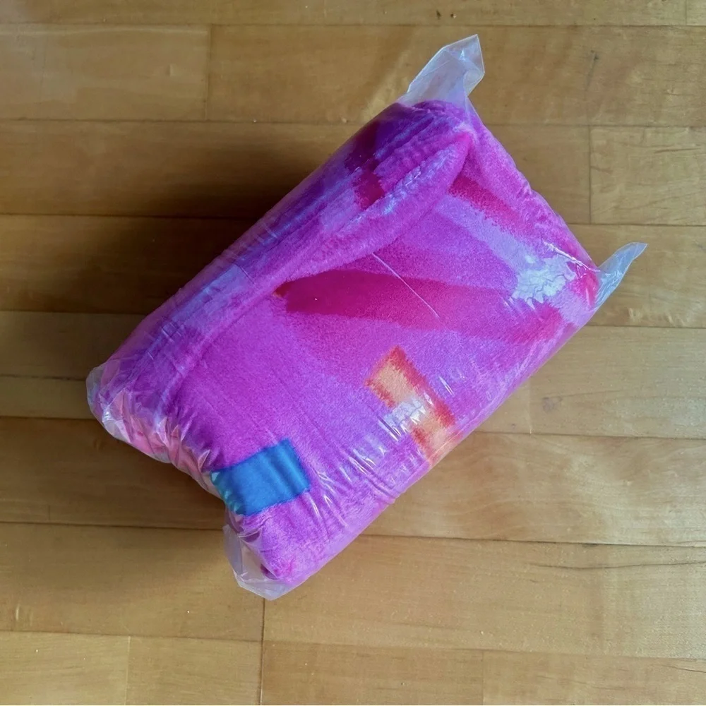 Giant Donut Throw Blanket, Double Sided, Pink, White, 71 inches